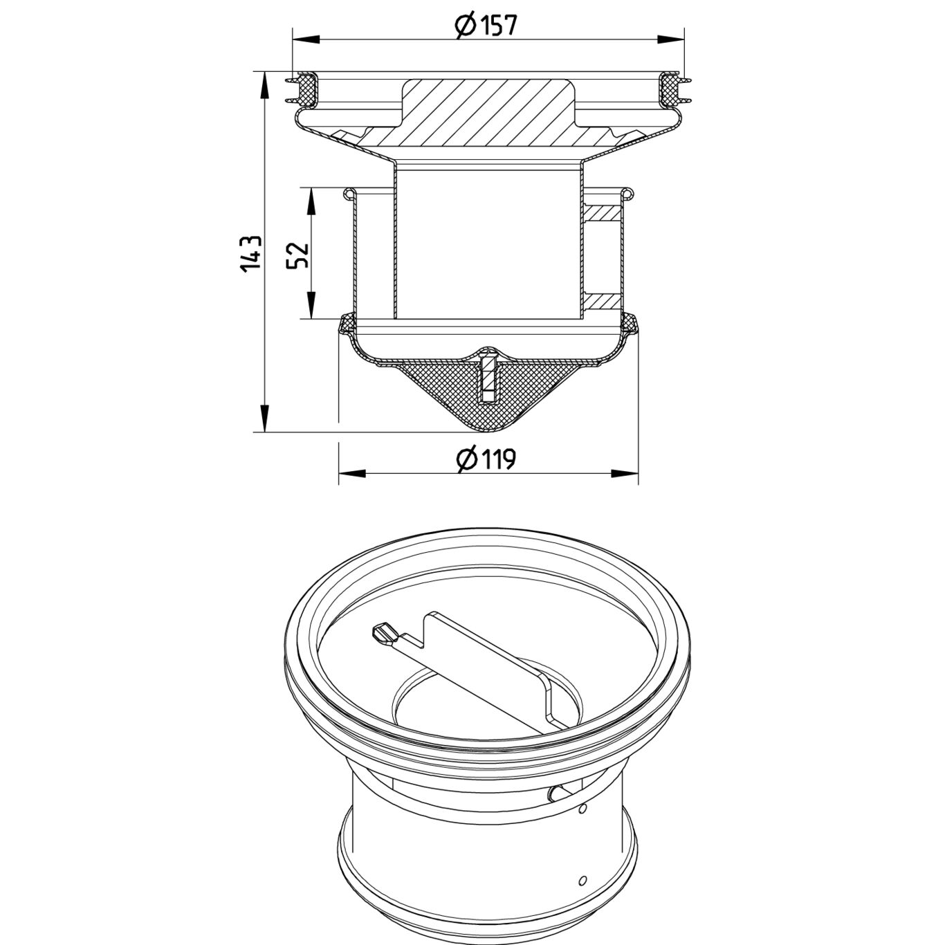 Line Drawing - Water trap-160