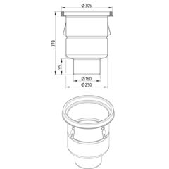 Line Drawing - Drain-No membrane-305